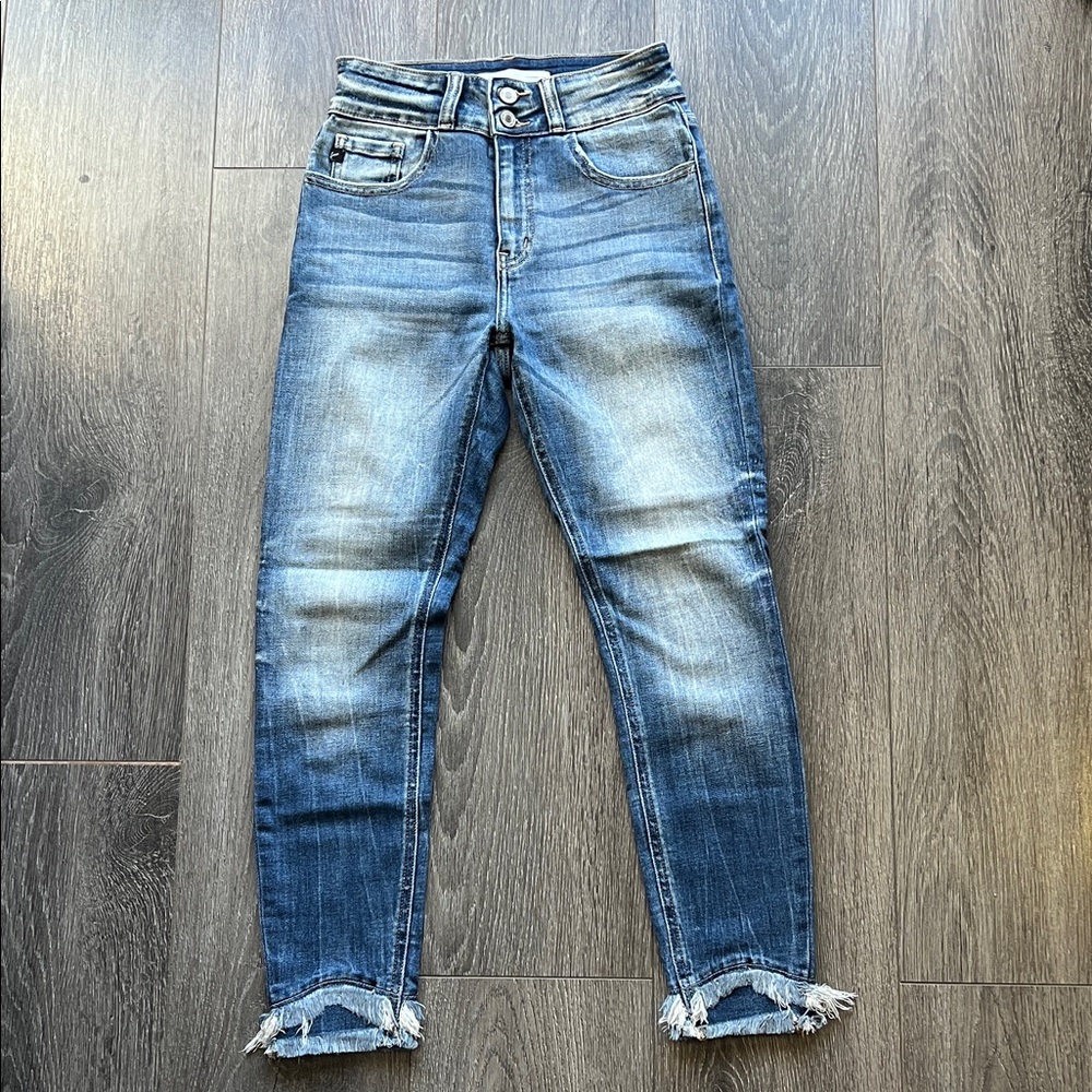 KanCan High Rise Distressed Blue Jeans